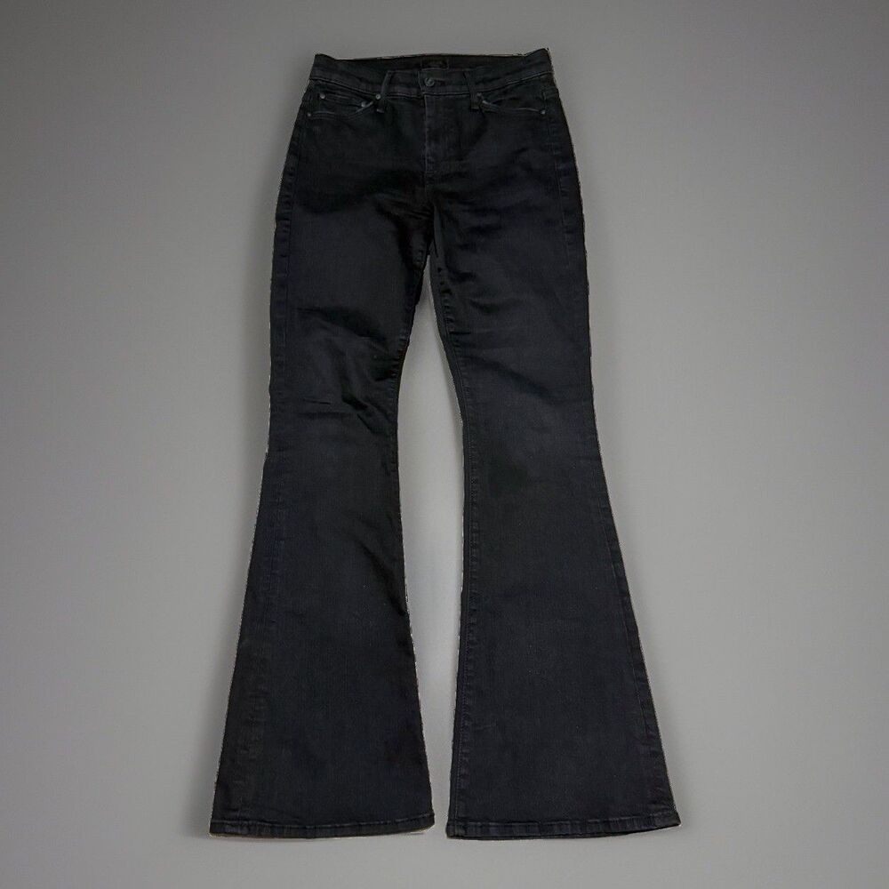 Mother Jeans Women's 26 Black The Weekender Denim Cotton Polyester Flare